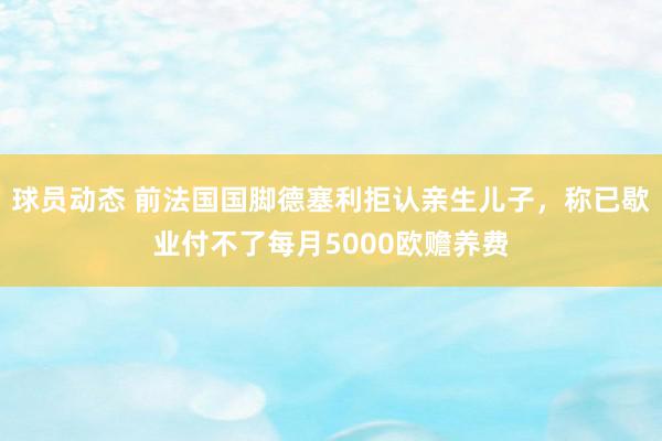 球员动态 前法国国脚德塞利拒认亲生儿子，称已歇业付不了每月5000欧赡养费