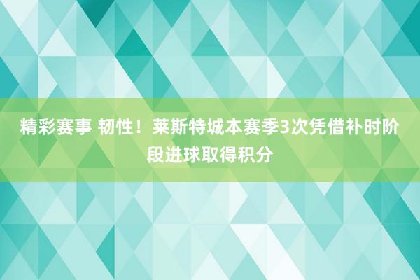 精彩赛事 韧性！莱斯特城本赛季3次凭借补时阶段进球取得积分