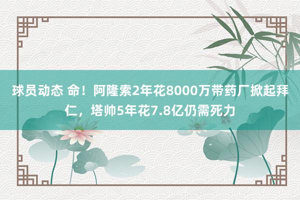 球员动态 命！阿隆索2年花8000万带药厂掀起拜仁，塔帅5年花7.8亿仍需死力