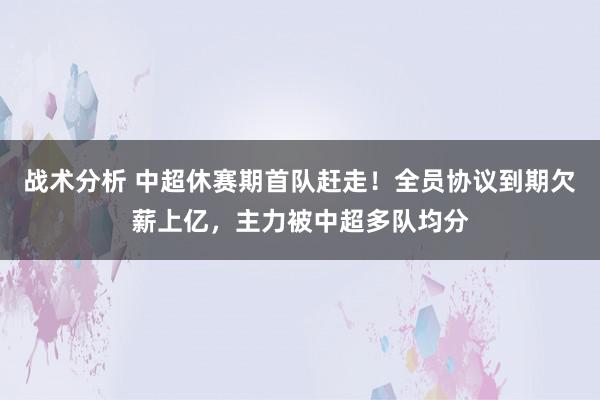 战术分析 中超休赛期首队赶走！全员协议到期欠薪上亿，主力被中超多队均分